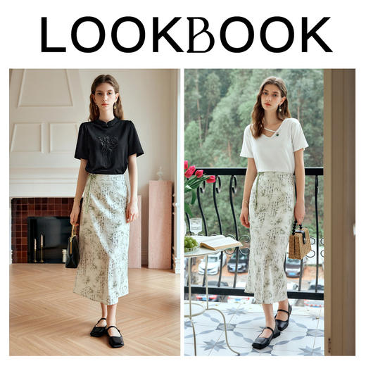 OLrain欧芮儿新中式印花半身裙女夏季2024年新款国风盘扣A字半裙 商品图4