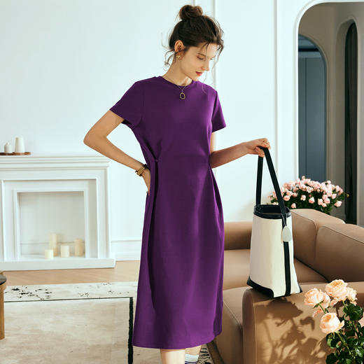 OLrain欧芮儿法式紫色连衣裙女夏季2023年新款收腰气质减龄A字裙 商品图0