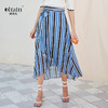 欧芮儿条纹雪纺半身裙女夏季气质不规则薄款系带裙子 商品缩略图0
