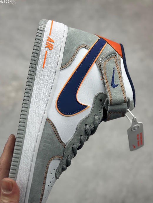 夏日特惠💰460 公司级 Nike Air Force 1 Mid 灰蓝橙麂皮 空军一号中帮休闲板鞋 商品图5