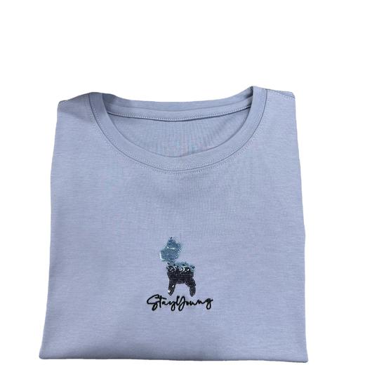 【桑蚕丝丝光棉短袖 小羊款短袖T恤女】基础款 宽松小羊款 刺绣字母搭配短袖T恤女 商品图4