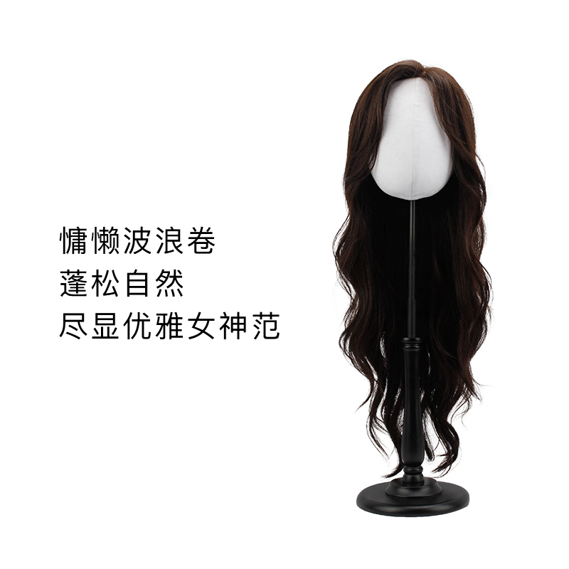 Rebecca瑞贝卡假发女斜刘海波浪卷长卷发全真人发网红时尚头套