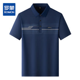 PY22罗蒙夏季短袖POLOP衫男士商务休闲印花烫钻短袖T恤男短袖polo
