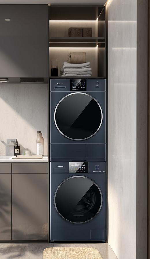 松下（Panasonic）洗衣机滚筒变频10kg 烘干机干衣机热泵10kg 天暮蓝 XQG100-E186+NH-ER185 商品图1