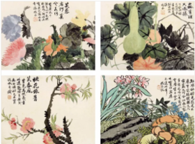  这金石入画的花卉，明艳古丽 