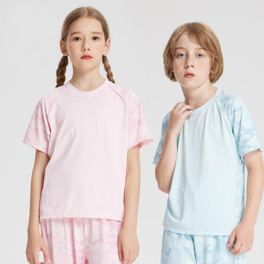 【运动必备，吸湿速干】夏季新款儿童男女童提花短袖速干衣童装运动速干健身外穿打底杉 商品图0