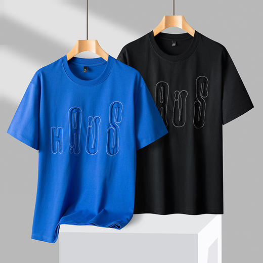 【Q】【100%棉】【新款DPS】大依优型大码圆领短袖T恤夏季加肥加大肥佬休闲宽松透气上衣男士半袖夏装潮款 商品图1