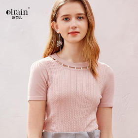 OLrain法式针织衫女夏季2022修身镂空甜美套头衫
