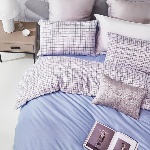罗莱（LUOLAI）四件套纯棉床单被罩枕套全棉床上WD单双人简约诺曼风沐幽兰 MISS可可 200*230cm 商品图5