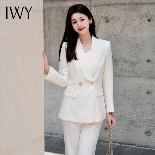 IWY/白色西装套装女新款休闲宽松西装外套医美上班正式场合工作服C14219+P34219 商品图4