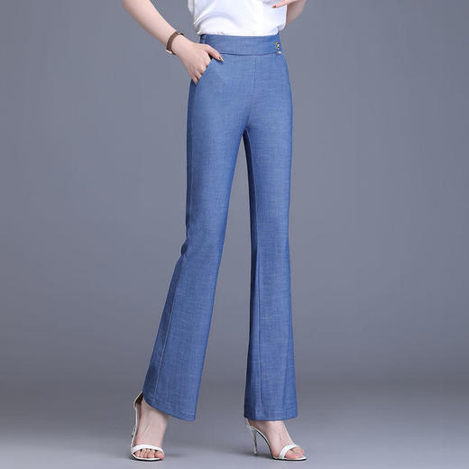 TZF-天丝微喇牛仔裤女薄款2024夏季新款修身显瘦小个子直筒阔腿喇叭裤 商品图2
