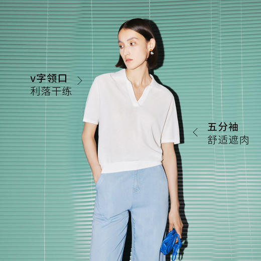 【商场同款】麦檬夏透气舒适凉感三醋酸T恤5E4130421 商品图1