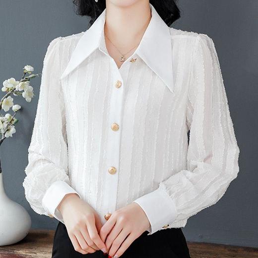 TZF-衬衫女长袖2024年春装新款设计感小众时尚纯色衬衣肌理感高档小衫 商品图6