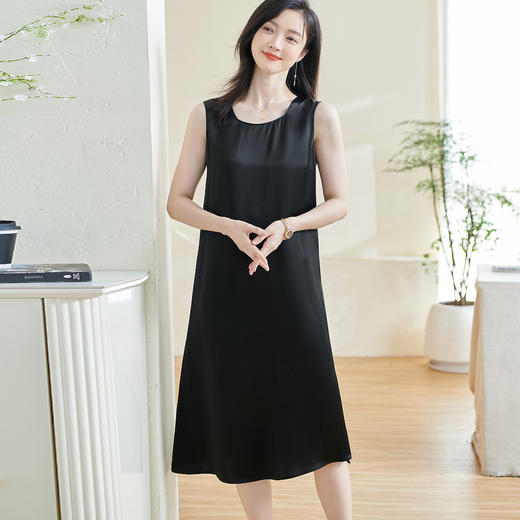米思阳2025夏季新款通勤简约风连衣裙知性经典百搭圆领连衣裙0738 商品图1
