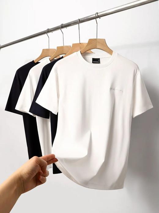 阿妈尼同款奢级水柔棉签名系列短袖T恤 商品图1