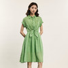 谜底连衣裙短袖女2024夏季新品通勤风设计感收腰中长裙242ML0705 商品缩略图0