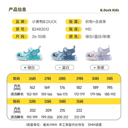 B.Duck小黄鸭童鞋儿童夏季运动26-35  B2483012 商品图1