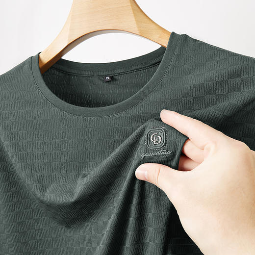 【冰丝高弹】【新款DWN】大依优型大码圆领短袖T恤夏季加肥加大肥佬休闲宽松透气上衣男士半袖夏装 商品图2