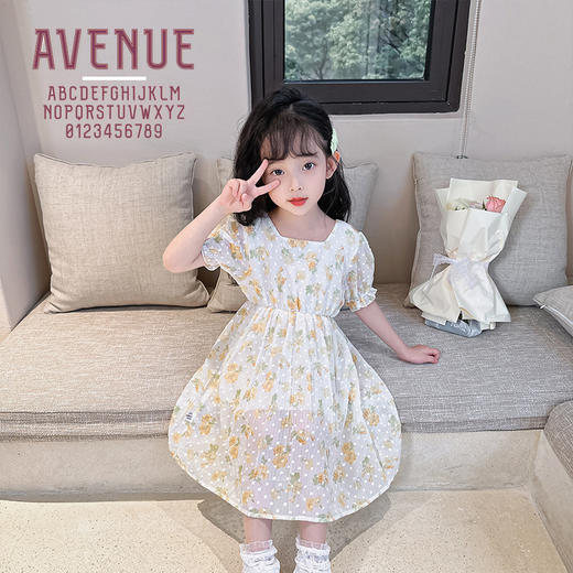 夏季新款中大童提花连衣裙薄款女童宝宝可爱裙子夏季女孩卡通公主裙聚 商品图5