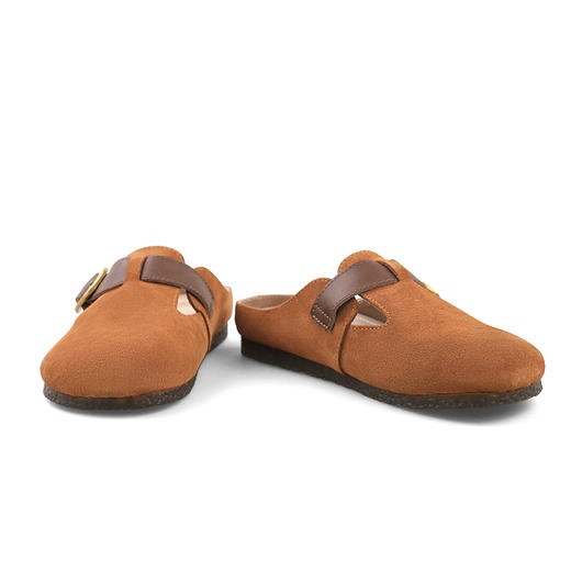 Safiya/索菲娅2024春绒面皮百搭一脚蹬懒人外穿包头勃肯拖鞋 SF41110444 商品图3