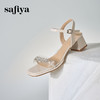 Safiya/索菲娅2024夏仙女风水钻粗跟一字带凉鞋 SF42115402 商品缩略图5