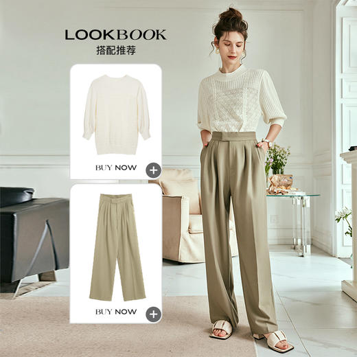 OLrain欧芮儿法式米白色针织衫女春夏2024新款宽松复古镂空套头衫 商品图4