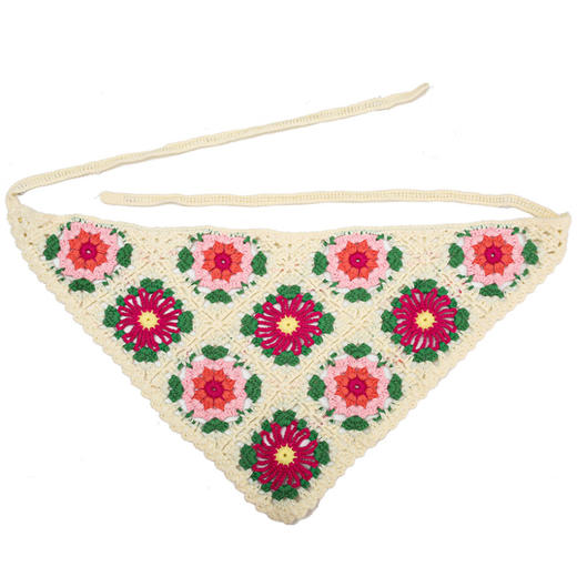 【60色！时髦出街显脸小】春秋出游ins甜美可爱风手工针织发带女发饰针织钩花头巾夏三角巾 商品图12