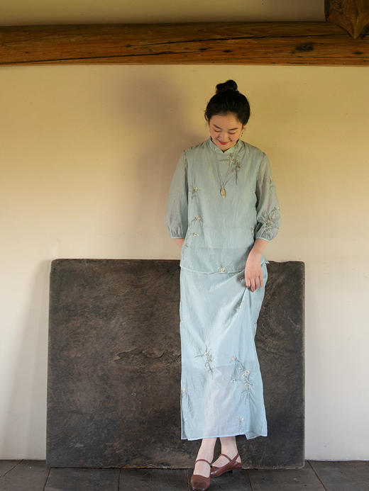 牧衣游原创 机绣丝棉半裙女夏新款轻盈柔软百搭半身裙显瘦 久客 商品图2