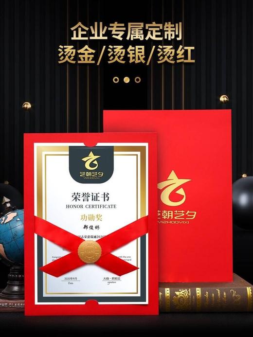 荣誉证书外壳奖状A4可打印证书烫金封面定制聘书毕业结业培训优秀员工获奖证书 商品图0