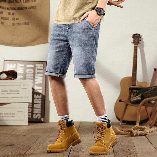 【新款DYG】大依优型大码牛仔五分裤潮款牛仔短裤弹力宽松显瘦肥佬休闲男士夏加肥加大 商品图1