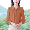 TZF-衬衫女士纯色长袖衬衣 商品缩略图0