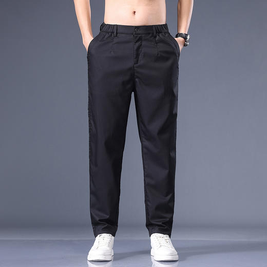 【竹纤维】【新款DYG】大依优型大码松紧腰休闲裤直筒长裤男舒适弹力休闲简约百搭加肥加大男装夏季薄款 商品图1