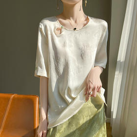 纤束马中式提花仿真丝半袖 RW-F38_ZSY