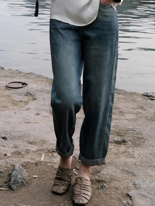 盛唐婧 |牛仔高腰老爹裤九分裤 [特价品] 商品图0