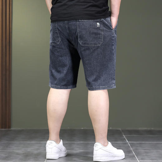 【DYG】大依优型大码松紧腰牛仔五分裤牛仔短裤弹力宽松显瘦肥佬休闲男士夏加肥加大 商品图3