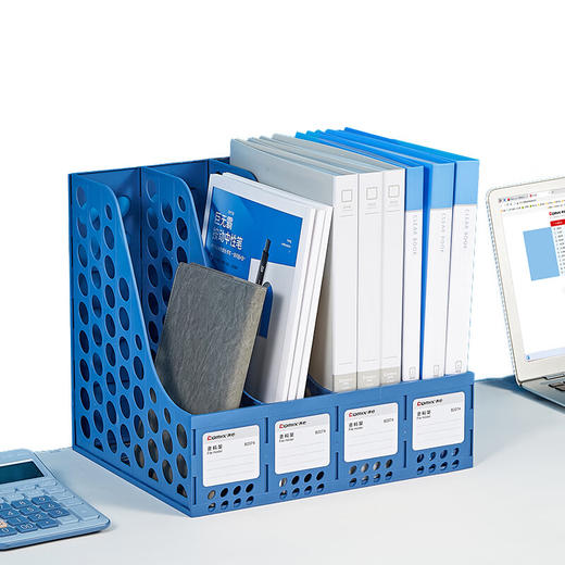 齐心 B2074 资料架（四格）蓝 商品图1