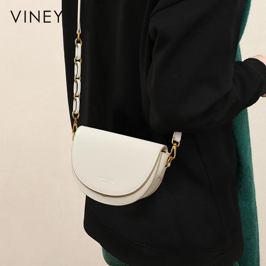 马鞍包 | VINEY含牛皮2024新款高级感小众轻奢通勤百搭斜挎包可单肩5839 商品图3