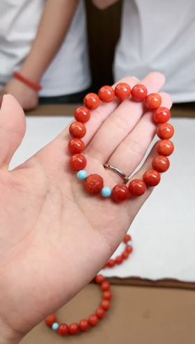 南红单圈貔貅圆珠约11mm手串