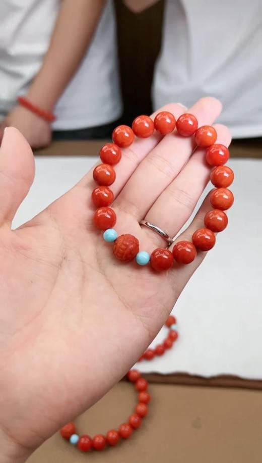 南红单圈貔貅圆珠约11mm手串 商品图0