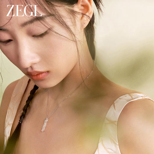 ZEGL925银竹节项链女款2024新款玉髓吊坠新中式锁骨链高级感饰品 商品图3