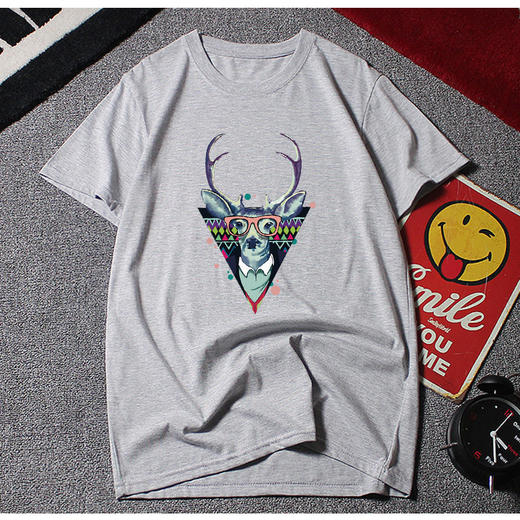 【纯棉】【新款DAL】大码夏季短袖T恤潮款圆领印花多色加肥加大男士打底上衣半袖 商品图2