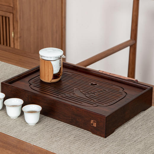 祥福燕喜茶盘 现代纯天然高端电木家用储水干泡台茶台托盘茶海茶几 商品图2