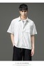 PINLI品立夏季新款纯色翻领衬衫潮牌字母短袖衬衣休闲男上衣B232113026 商品缩略图1