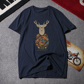 【纯棉】【新款DAL】大码夏季短袖T恤潮款圆领印花多色加肥加大男士打底上衣半袖