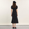 谜底碎花连衣裙短袖女2024夏季新品优雅浪漫前开叉长裙242ML0699 商品缩略图2