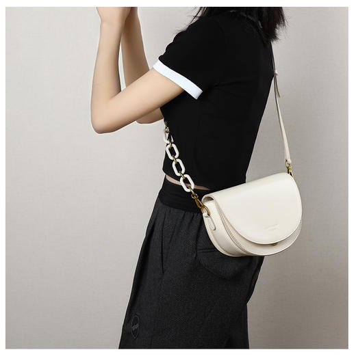 马鞍包 | VINEY含牛皮2024新款高级感小众轻奢通勤百搭斜挎包可单肩5839 商品图10