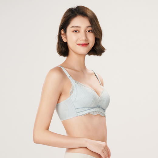 都市丽人自然舒适柔芯杯3D按摩杯内衣女蕾丝文胸AB杯适穿3/4杯无钢圈三排扣LB41C3 商品图2