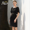 送腰带！限时抢购AD法式减龄大方领西装裙2024夏季新款泡泡纱短袖连衣裙黑色职业装 商品缩略图0