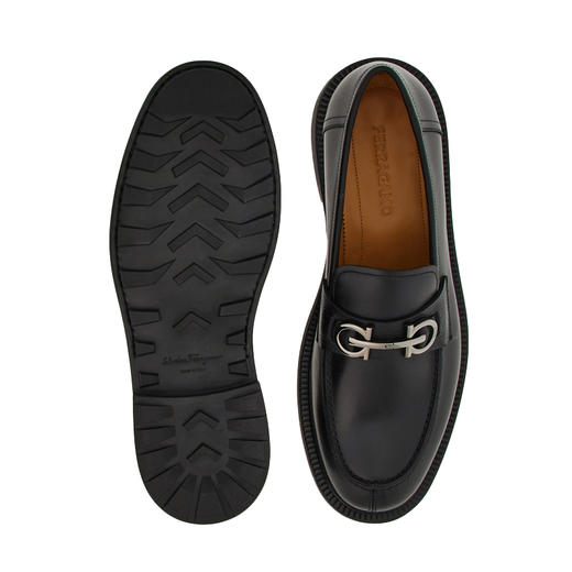 FERRAGAMO 菲拉格慕 男士Gancini扣饰莫卡辛鞋 黑色 762334 商品图3