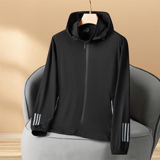 【Q】【防晒衣】【新款DWN】大依优型大码可拆卸帽外套高弹皮肤衣防晒外套男宽松加肥加大码上衣夹克薄款 商品图1